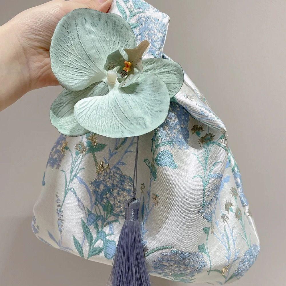 Chinese Style Embroidered Handbag Handbag Flower Print Tea Tools Storage Bag Cheongsam Accessories Small Item Pouch
