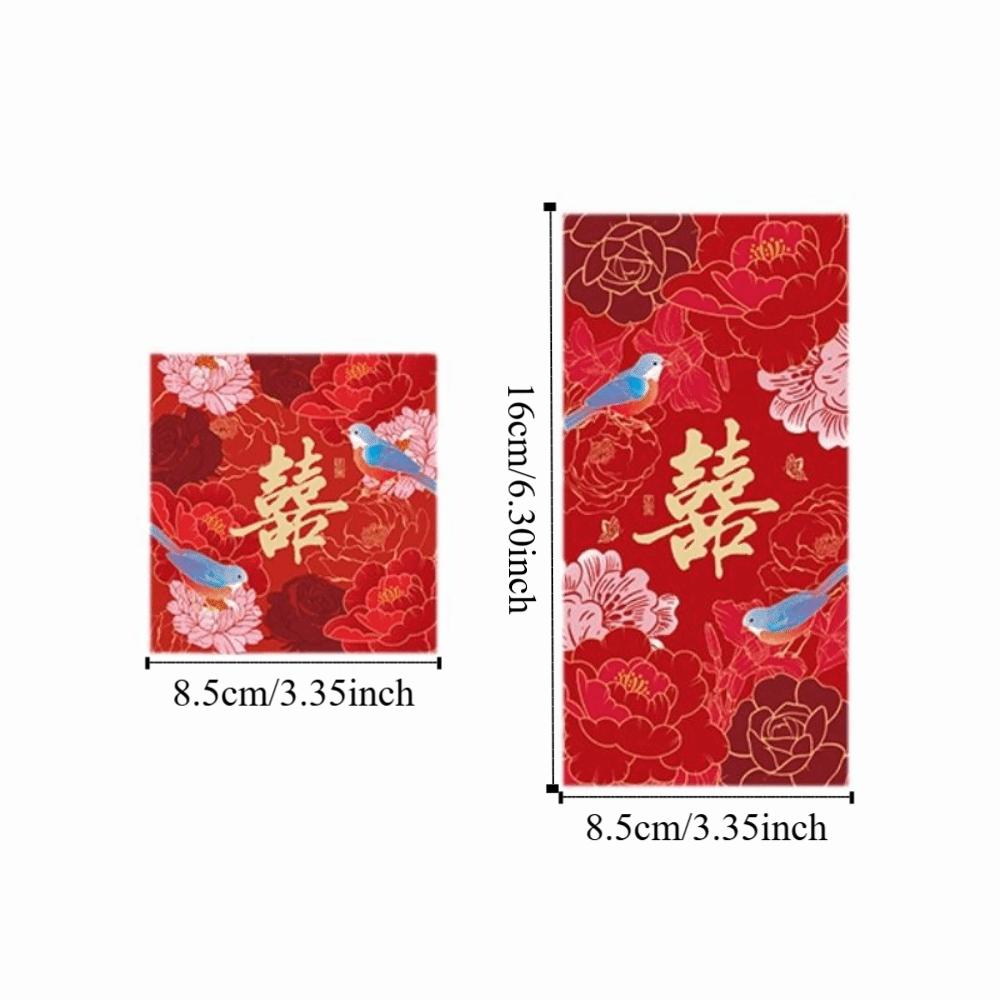 6PCS/SET Traditional Red Envelope Lucky Red Magpie Pattern Lucky Red Bag Color Printing Thickened Red Packet Wedding Supplies