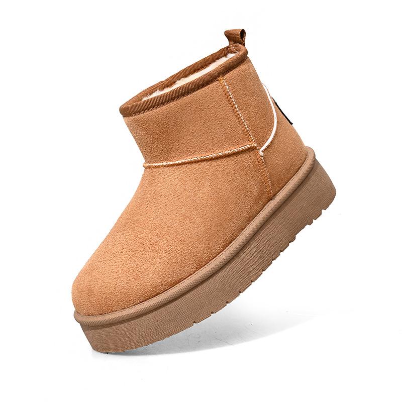 Mini ghete de zăpadă damă cizme anti-alunecare din blană căptușită cu lână Cizme de iarnă cu platformă de piele intoarsa caldă Cizme confortabile pentru interior, în aer liber, pantofi pentru femei
