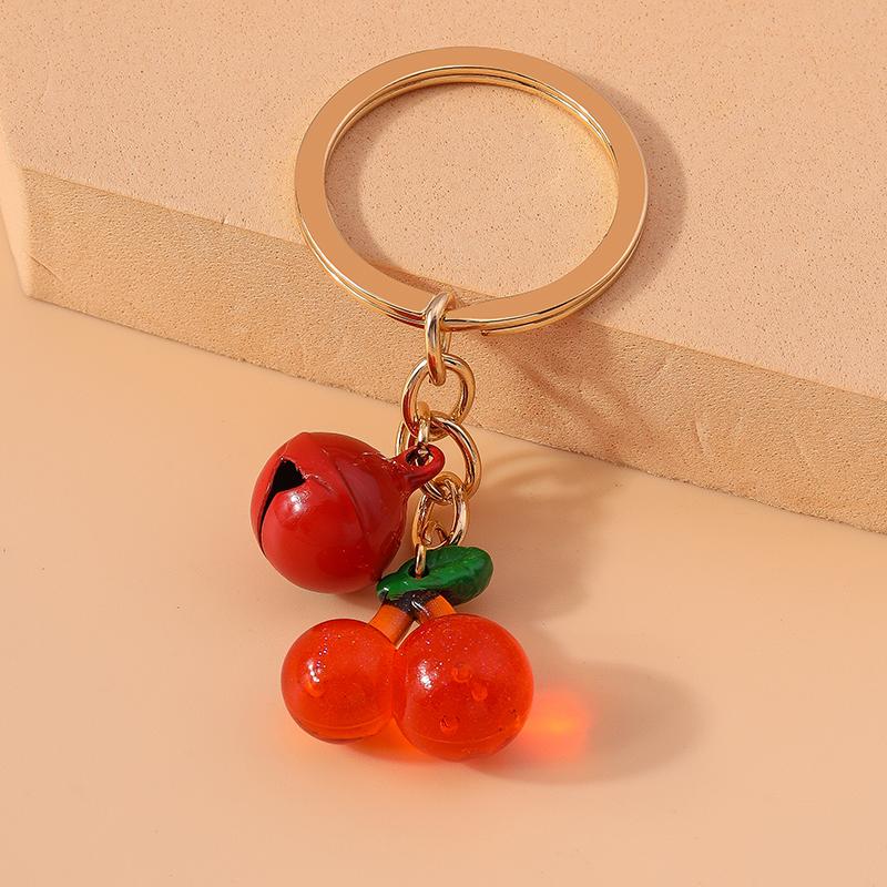 Cute Resin Cherry Keychain Simulation Fruit Key Rings Pendant for Women Girls Handbag Decor DIY Key Chain Jewelry Gifts