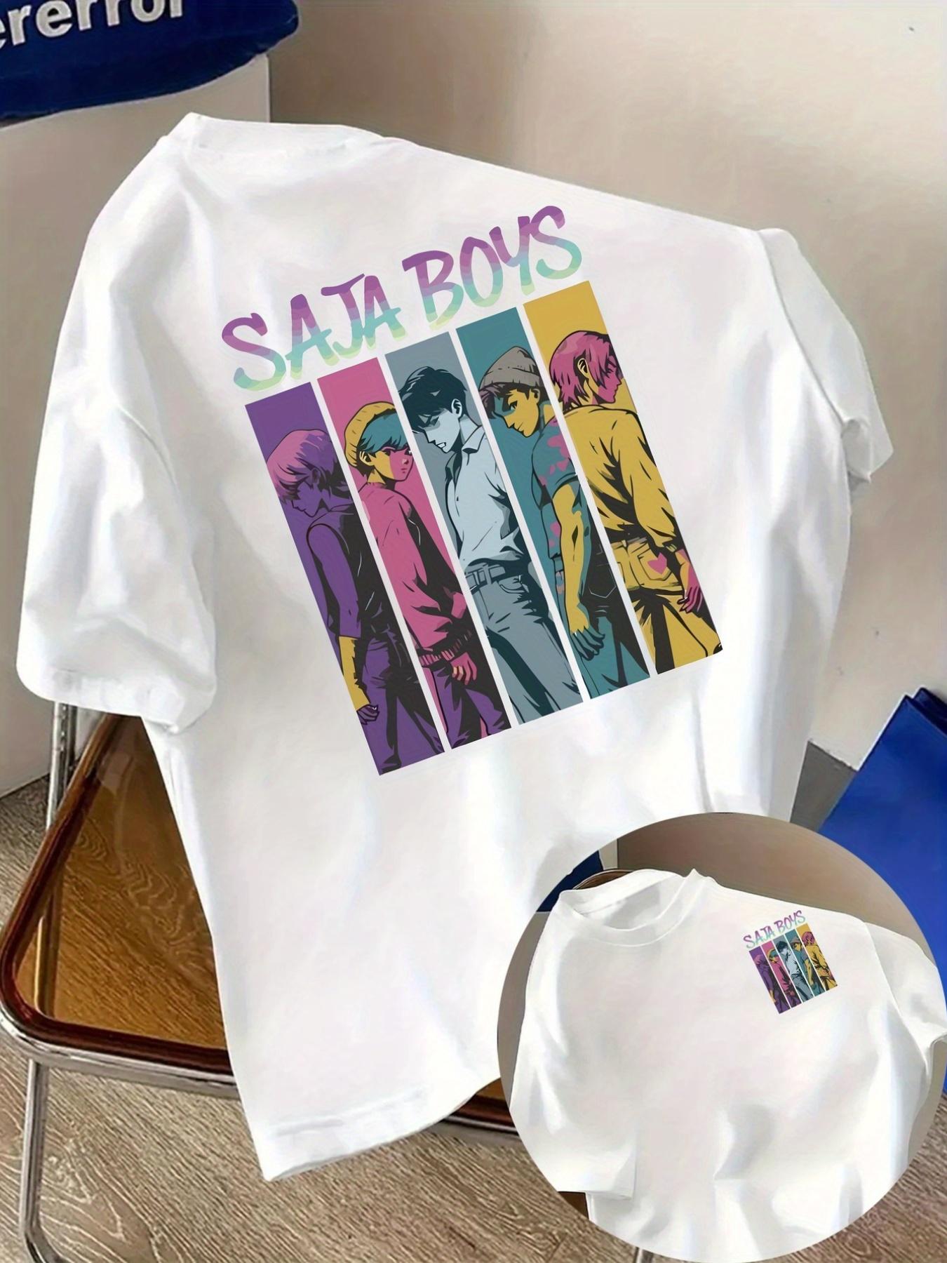 

Saja Boys Men s Retro 80s Pop Art Graphic T-shirt Double-sided Vintage Band Tee With Neon Colors Short Sleeve Round Neck Summer M