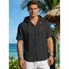 Men S Short Sleeve Hooded Open Front Shirt Loose Breathable Summer Casual