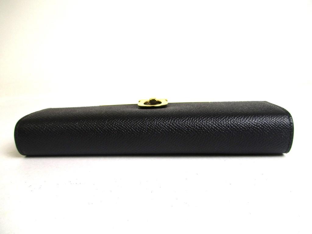 Authentic Salvatore Ferragamo Gancini Black Leather Gold H/W Flap Long Wallet #a429  Refurbished