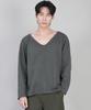 Seinteukeulu Plain Big V-Neck Long Sleeve Tee Bigv-879 Slate Gray