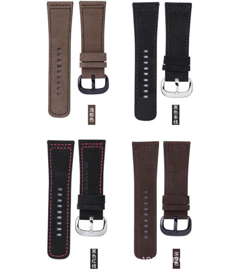 

7 Fridays Frosted Real Cowhide Strap First Layer Calfskin 28Mm/Breathable Watch Accessories Are Comfortable To Wear 28mm silver buckle темно-коричневого кольору