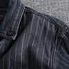 Camicia a maniche lunghe da uomo autunno e inverno, spessa, retrò britannica, a righe, marea lunga