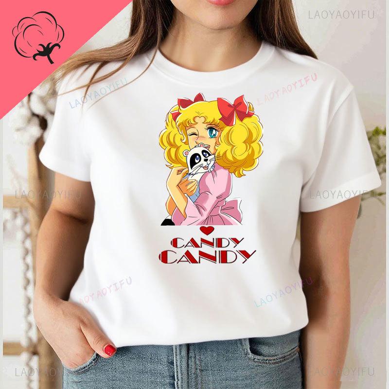 Kawaii Candy Tshirt Print Streetwear Harajuku Cartoon Fashion Shoujo Girl Style Clothes Short Sleeve Casual Female Graphic Tees