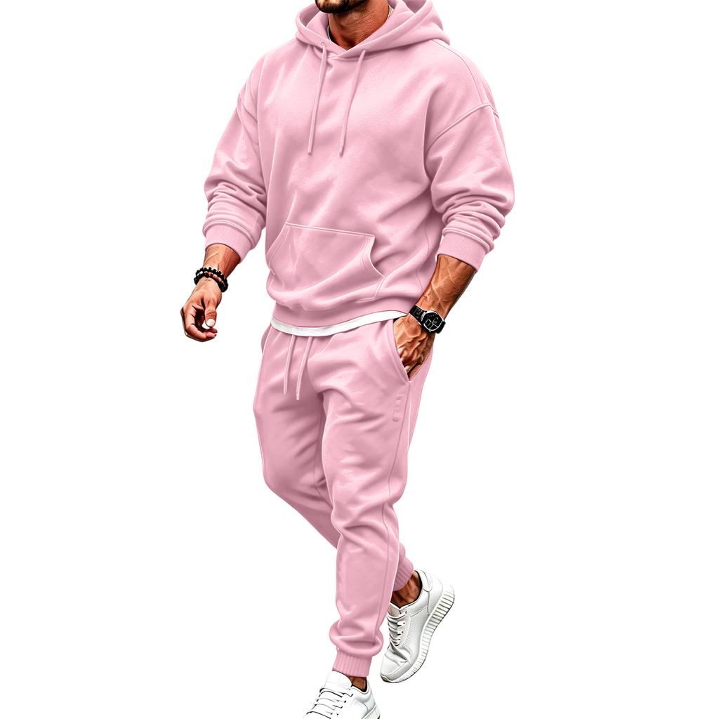 Conjunto de Moletom Unissex com Capuz e Calça Jogger de 2 Peças para Homens e Mulheres