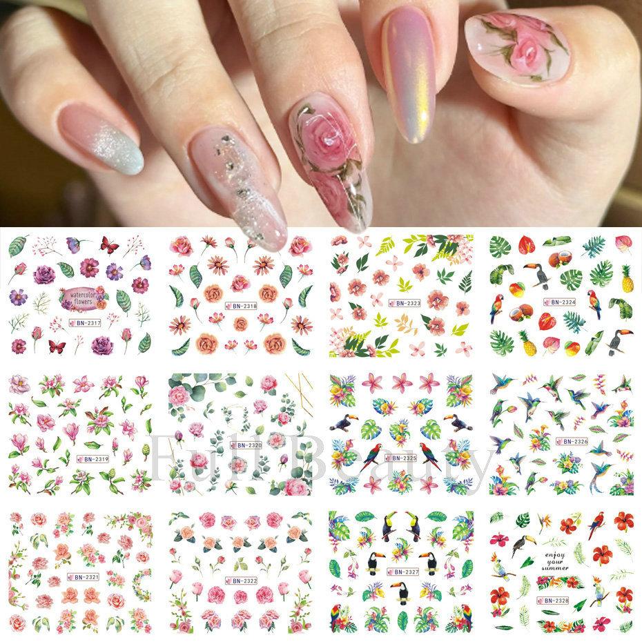 Nail Art Sticker, Spring And Summer Flower And Grass Series, Zou Ju Flower Watermark Nail Sticker