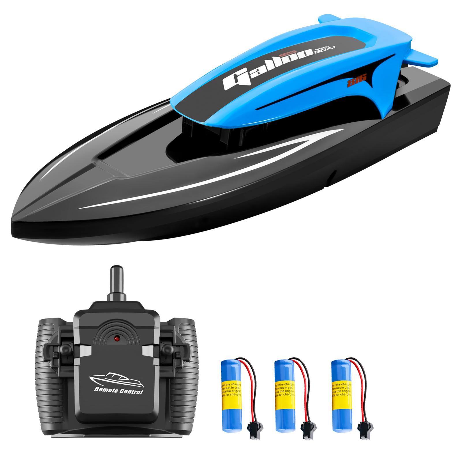 

Човен з дистанційним керуванням, високошвидкісний водонепроникний швидкісний катер із дистанційним керуванням 2,4G 20 км/год зі світлодіодним освітленням 3 Battery синій