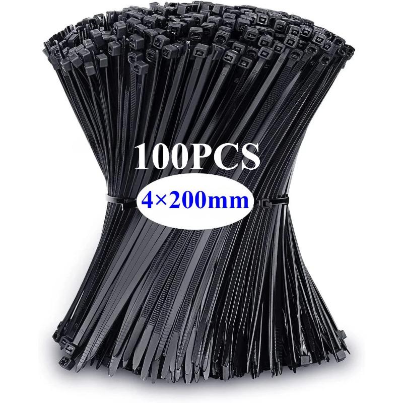 Plastový upínací límec Vroubkované plastové svorky Kabelová stahovací páska Uspořádání Kabelová svorka Skleník Samozamykací Management Svazky 4*200(100PCS)