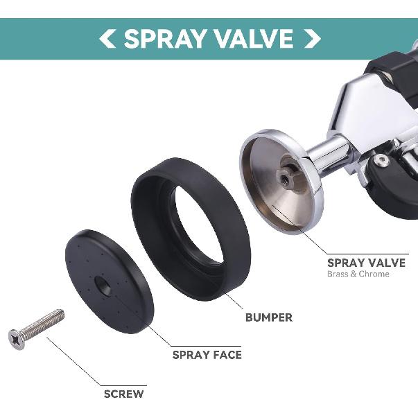 Pre Rinse Sprayer with Black 7/8"-20UNEF Handle Grip Assembly, 1.42 GPM High Pressure Pull Down Spray Head, Handheld Dish Sprayer Nozzle Replacement