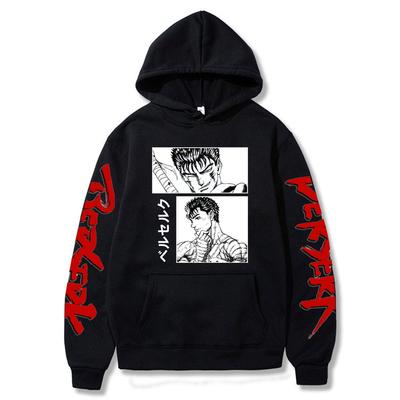 Men Hoodies Harajuku Japanese Anime Berserk Guts Posters Man Autumn Winter Fleece Streetwear