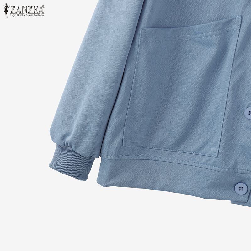 ZANZEA Autumn Women Long Sleeve Buttons Casual Loose Thin Blouse Cardigan Tops
