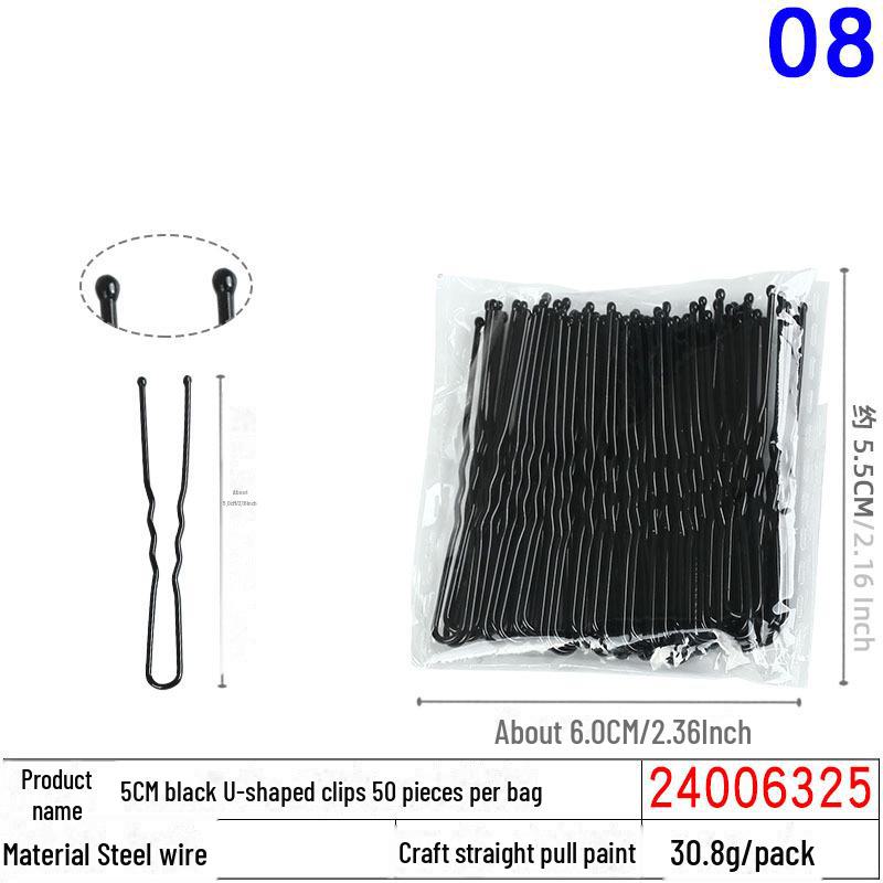 50 Black U-Shaped Hair Clips: Thick Head Ornaments and Hair Accessories for Women