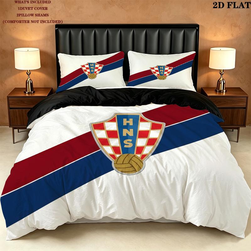 Kroatien Muster Bettwäsche Steppdecken-Set Heimdekoration Geschenk (1 Bettbezug + 2 Kissenbezüge (ohne Füllung))