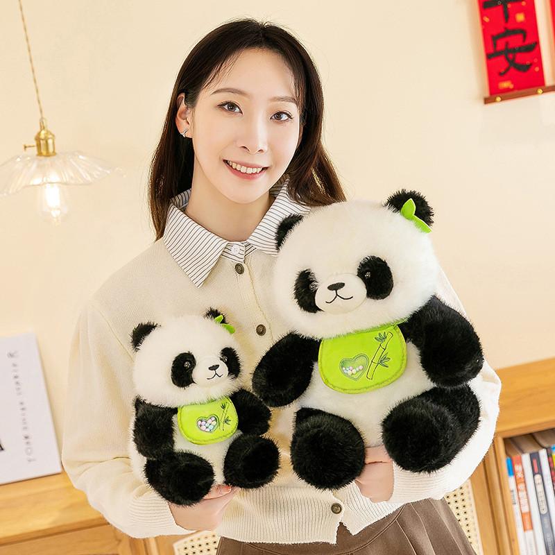 Adorable Panda With Bib Plush Toy Stuffed Animal Doll Kids Gift Decorations