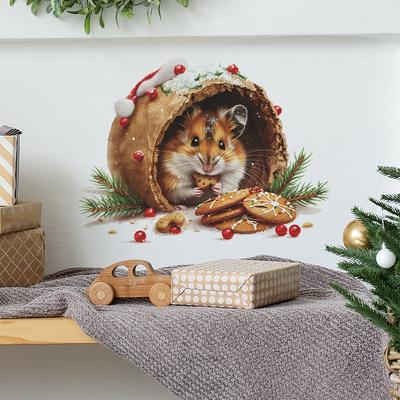 Scoiattoli di Natale rubano i biscotti Camera da letto Soggiorno Studio Sfondo Adesivi murali paesaggistici