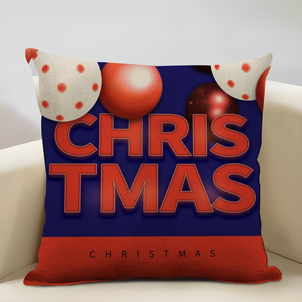 Merry Christmas Cushion Cover Household Decoration Linen Sofa Cushion Cover: Skin-Friendly & Breathable With Invisible Zipper