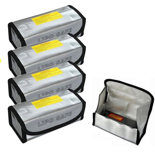 Set of 4 Lithium Battery Explosion-Proof Bags, Battery Cases, Safety Bags, Fireproof, Flame-Retardant Bags, Explosion-Proof Battery Storage Cases, Bat