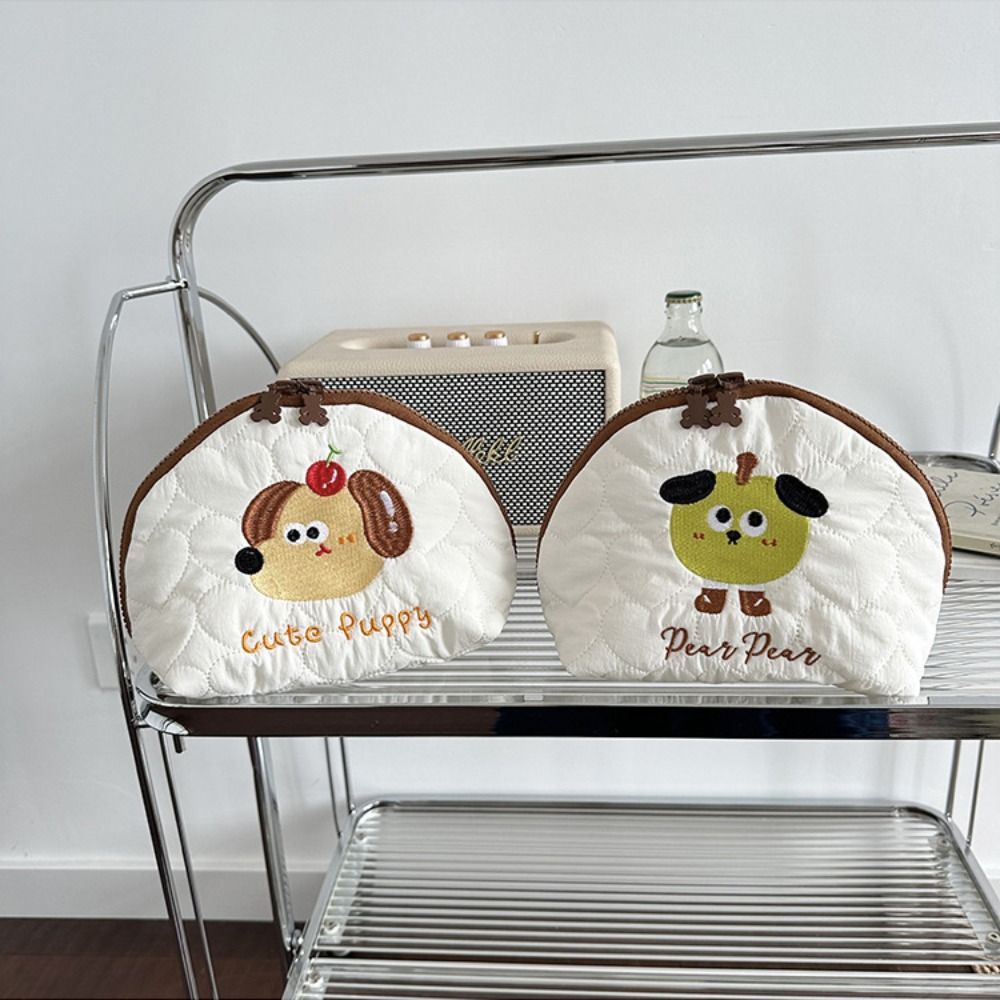 Puppy Cartoon Toiletry Bag Handheld Skincare Storage Bag Portable Embroidery Cosmetic Bag Travel