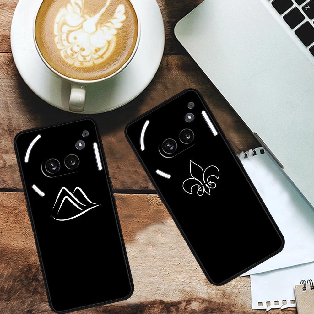 Nothing Phone 2A Luminous Hole TPU Soft Black Case with Simple Line Design