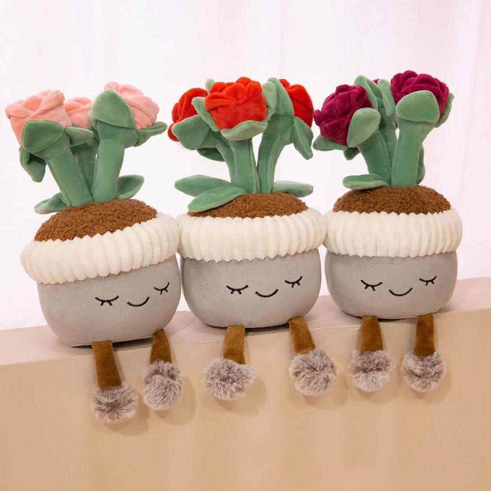 30cm Cartoon Potted Plant Plush Doll Cute Sunflower Rose Strawberry Cactus Calla Lily Plush Plant Home Decoration Gift For Kids