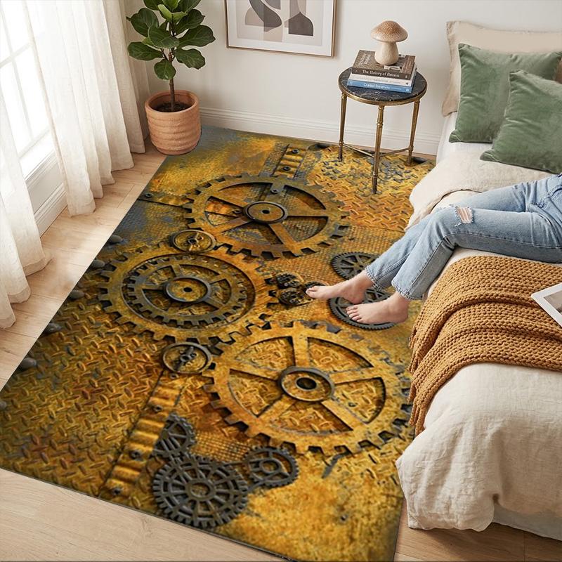 Steampunk Gears Living Room Nonslip Area Rug Soft Carpet For Bedroom Game Playroom Sofa Office Home Decor Doormat Christmas Gift C9301630