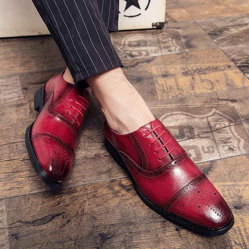 Fashion Men Vintage Fashion Block Shoes Lace up Low Top Casual Shoes British Formal Shoes Gentleman Social Shoes Size 38-47 Men Shoes