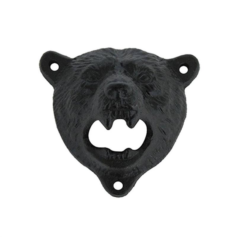 

WTEMPO 1PC Retro Iron Bear Head Shaped Bottle Opener Home Decorative Handicraft Can Be Installed on The Wall 2pcs чёрный
