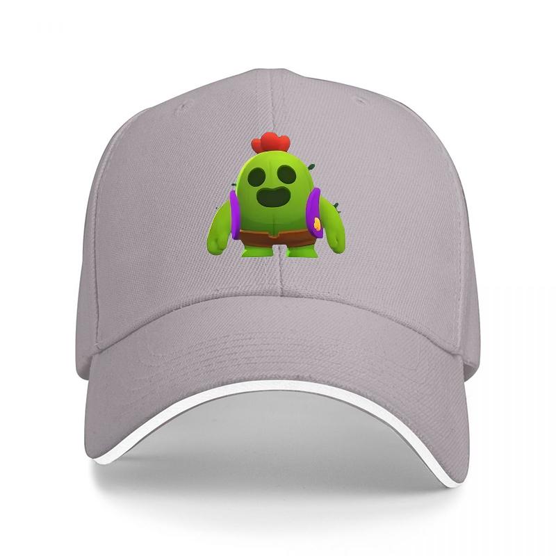 Green Cactus Warrior Character Baseball Cap with Red Hair and Purple Armor Design for Adults Casual Wear