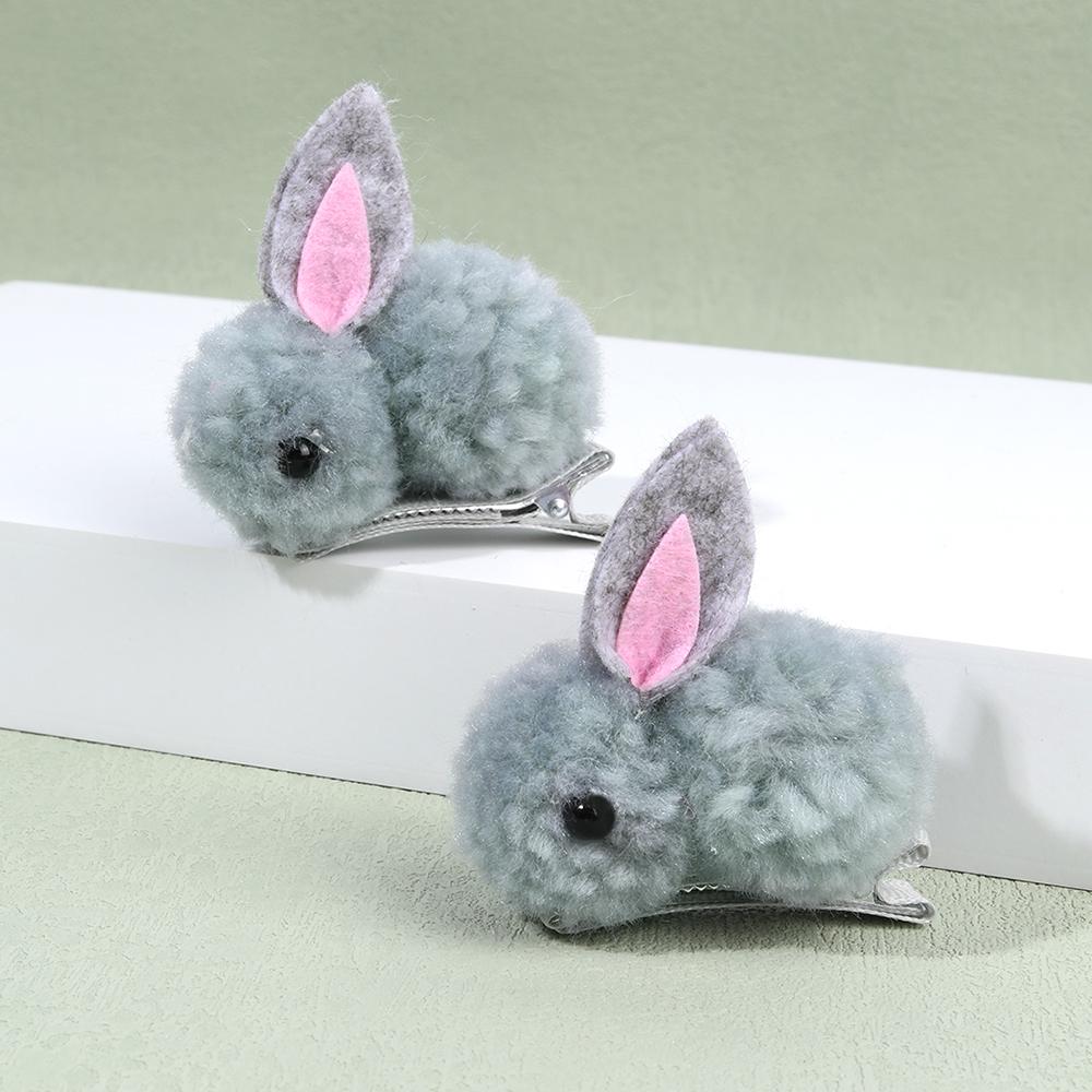 2Pcs Cute Bunny Hair Clips 3D Soft Hairball Plush Rabbit Hairpins For Baby Girls Children Headwear Ornaments Accessories Gifts
