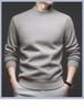 Men's Fleece-Lined Half-High Neck Sweater: Warm, Thick, Knitted Pullover for Autumn & Winter.