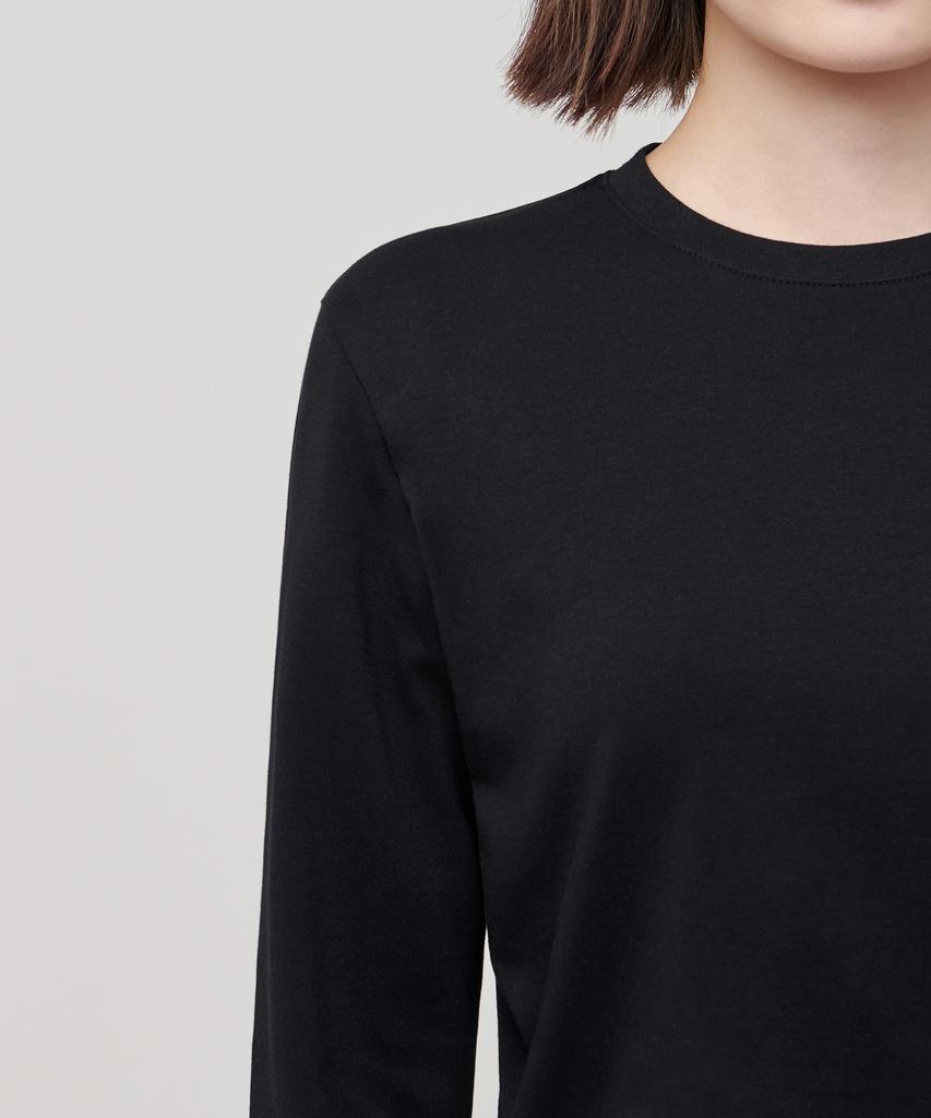 MUSINSA STANDARD WOMAN Women'S Crew Neck Crop Long Sleeve T-Shirt [Black]