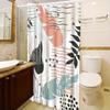 Modern Abstract Geometric Shower Curtain - Polyester, Machine Washable, Unlined, 12 Hooks, All-Season Floral Theme, Easy Install