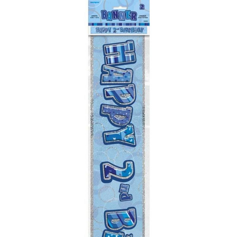 Unique Party Glitzerndes Banner zum 2. Geburtstag aus Folie