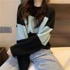 Pulover japonez cu mâneci lungi, tricot decupat în dungi, cu croială lejeră și top pulover