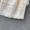 High Quality Runway Design Embroidered Beaded Round-Neck Wedding Dress for Women Summer Lace Crochet Slim Pleated Dress