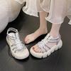Fashion With Medium Heels Outdoor Sandals for Women Vintage Cheap Liquidation 2025 Luxury Original Korea Summer Woman Shoes Wholesale