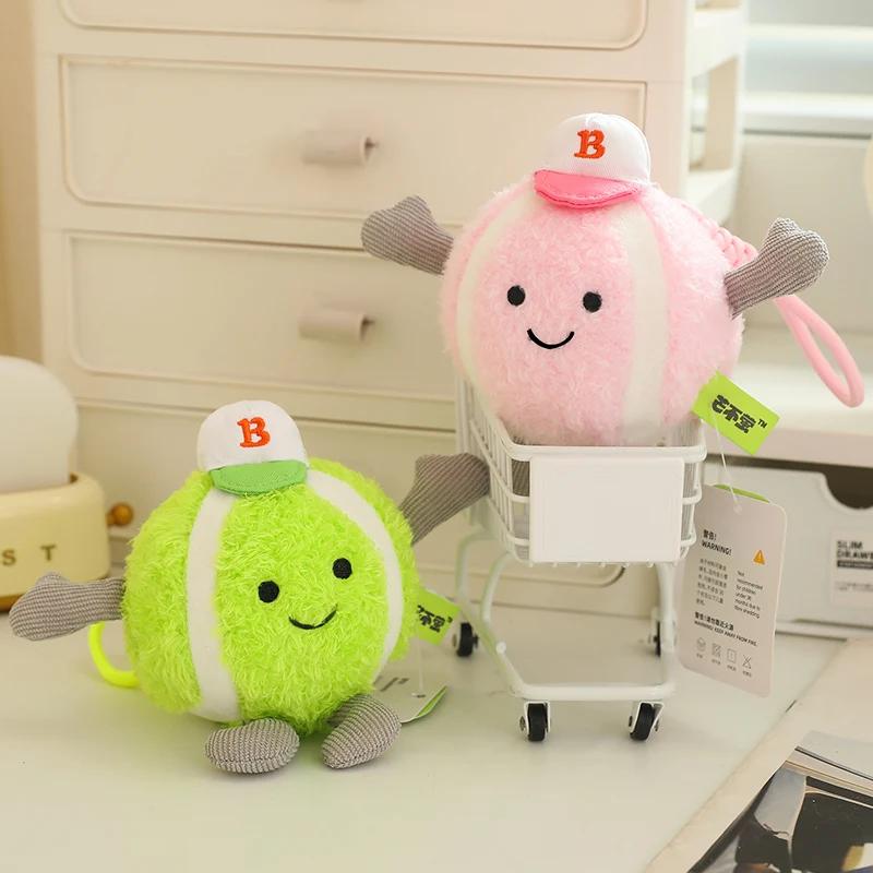 Lifelike Tennis Ball Plush Toy Cute Green / Pink Tennis Props Stuffed Pillow Soft Creative Doll Gifts Kawaii Room Decoration