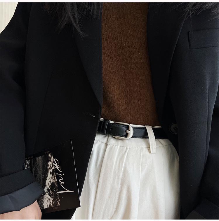 Hong Kong Retro Leather Belt for Women 2025: Genuine Leather, High-End, Versatile for Jeans, Stylish Waist Accessory