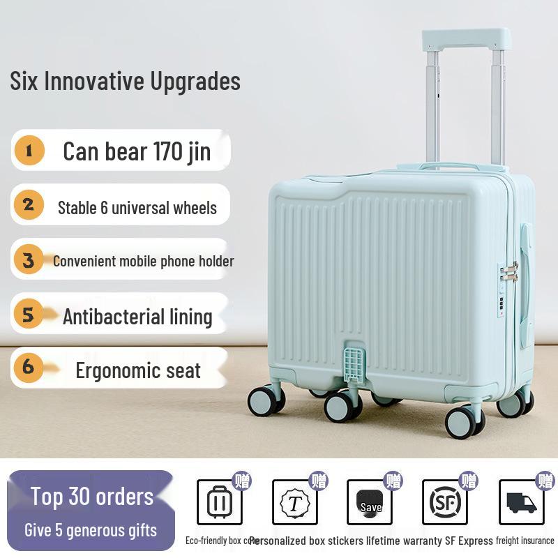 Girls' Lightweight 20" Carry-On Ride-On Suitcase with Combination Lock for Elementary Students