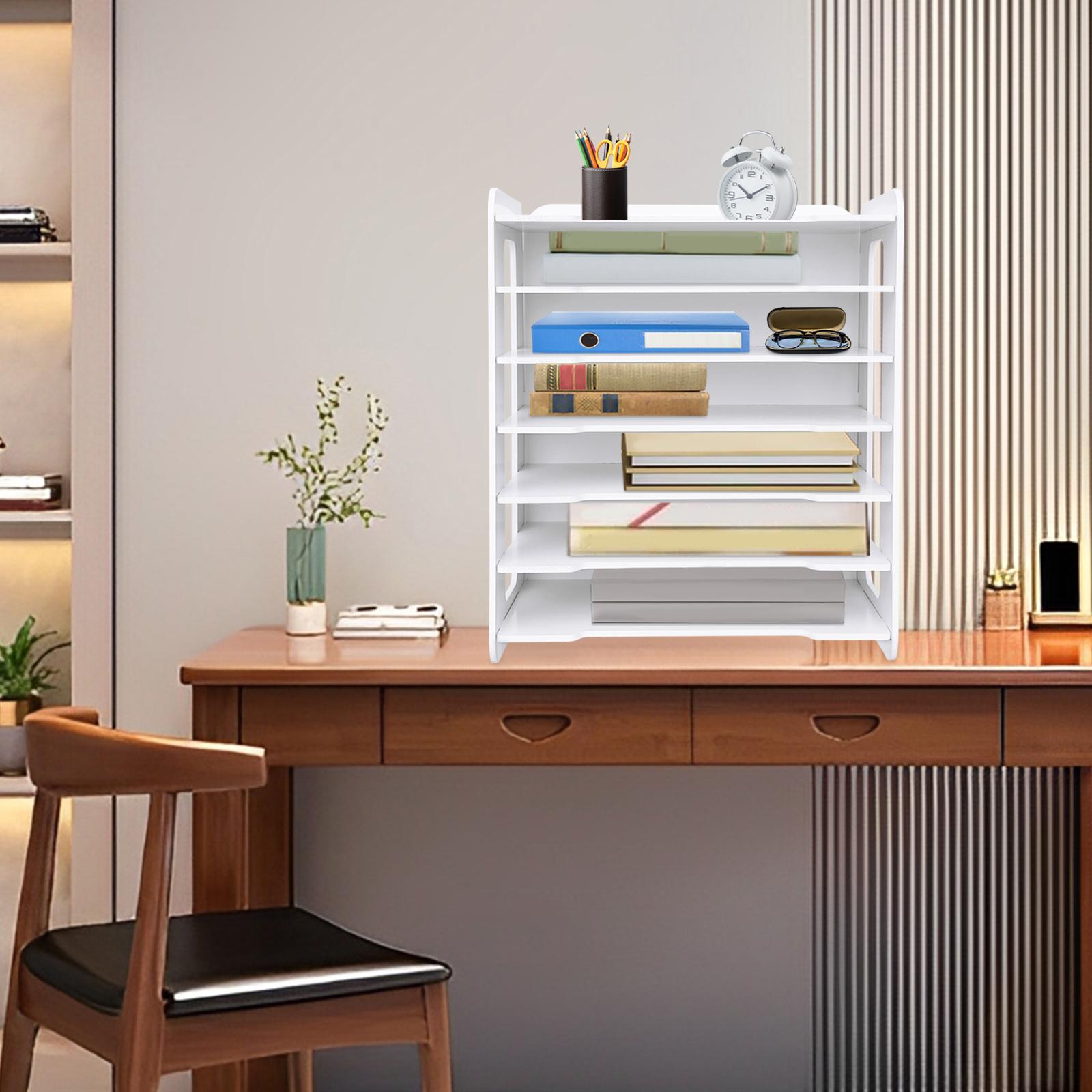 7-Tier White File Organizer Desktop Letter Tray Paper Sorter 34x25x39cm Office Document Holder Multi-Layer Literature Rack белый 9300₽