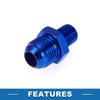 Ein ABSOPRO Reduzier-Schlauchanschluss-Adapter mit Bördelanschluss TF AN8 1/4 NPT Kraftstoffleitungsverbinder Aluminium Blau