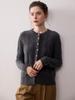 Soft Cashmere Knit Cardigan - Women's Autumn/Winter Solid Color Single-Breasted Cable Knit Round Neck Outerwear