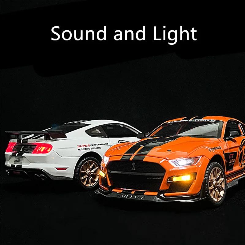 RFV6 1:24 Ford Mustang Shelby GT500 Alloy Sports Car Model Diecasts Metal Toy Car Model Simulation Sound Light Collection Kids Gifts