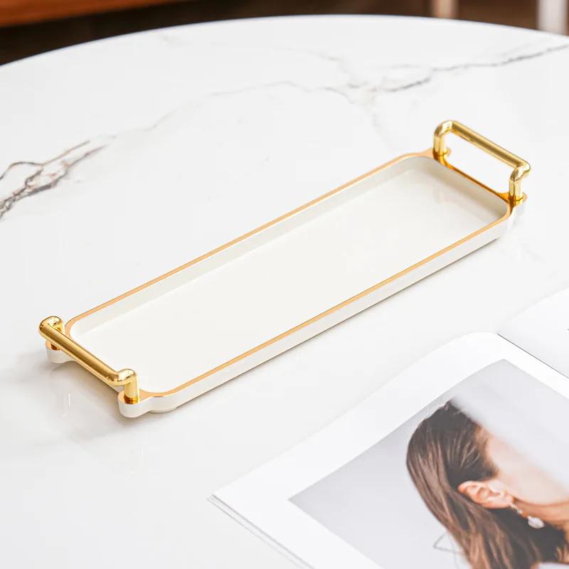 

Світла розкіш Піднос Побутовий Прямокутний Піднос для зберігання косметики Вітальня Зберігання склянок з водою Готель Апартаменти Піднос для зберігання