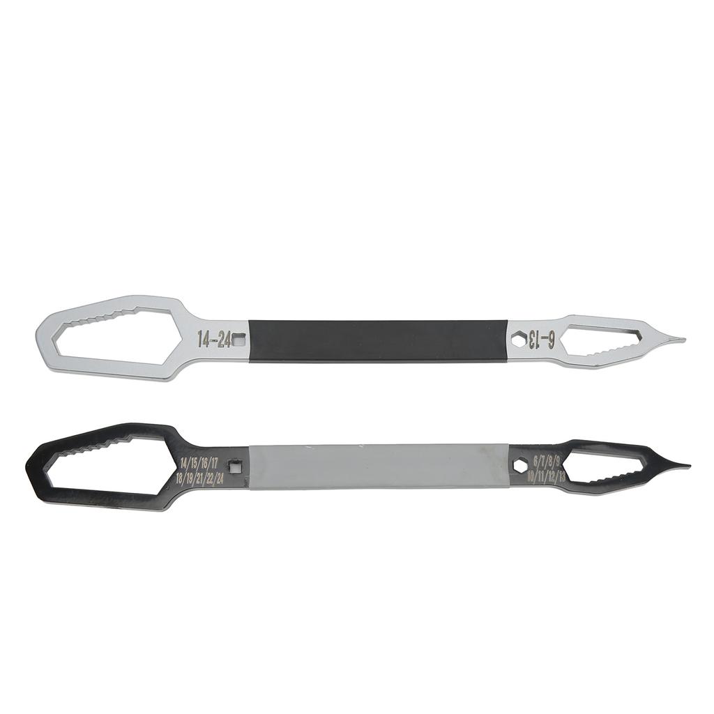 2Pcs Wrench 6?24mm Double End Self Tightening Multifunctional Hand Tool Set Kit for Repair