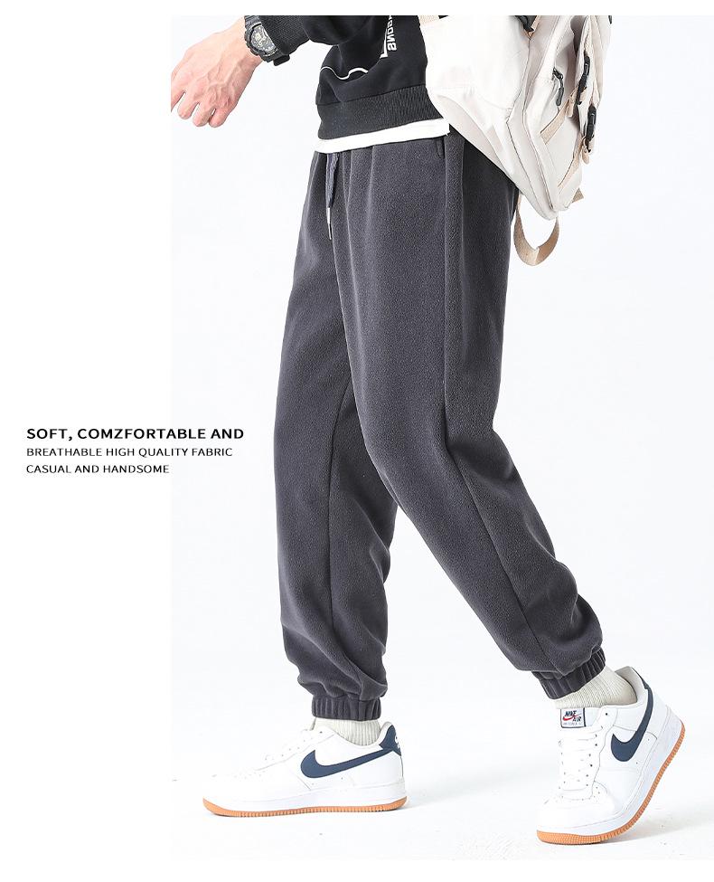 2024 Winter Double-Sided Aoli Velvet Thick Fleece-Lined Cuffed Sweatpants for Men