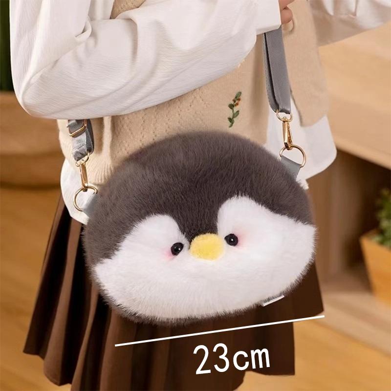 Kawaii Plush Penguin Crossbody Bag Cartoon Fun Shoulder Bag New Trendy Fluffy Animal Bag Women Popular Fashion Bag Girl Gift